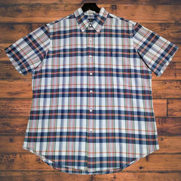 Ralph Lauren Other - Ralph Lauren Shirt Mens Large Plaid Bleeding Madras Indian Cotton SS Button Down